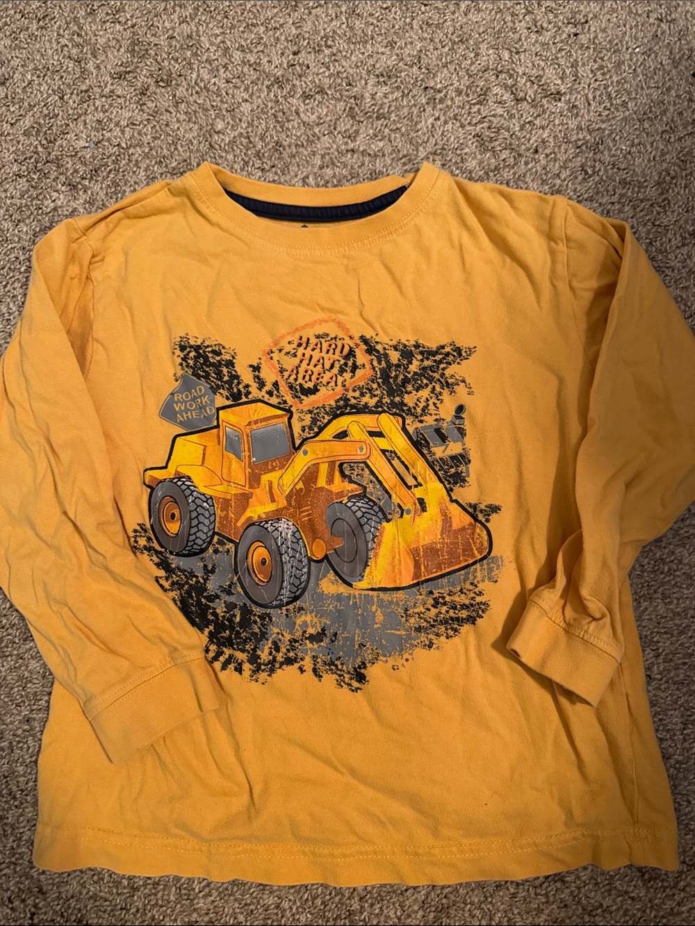 5/$25 Yellow Kids Long-Sleeve Construction Truck Tee